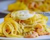 Cake de spaghetti aux crevettes roses et mozza