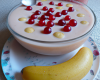 crème à la banane et gelée de groseille