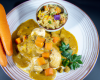 Cuisse de poulet et ses petits légumes sauce curry