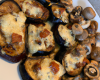 Aubergines gratinées farcies au lard et aux champignons