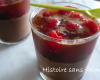 Mousse au chocolat, framboises et gelée de thé parfumée à la menthe en verrine