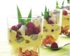 Verrine de crème vanillée aux litchis et framboises