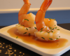 Gambas au saké et au miel