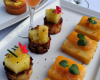 Mignardises de pain d'épices perdu à l'ananas et son tartare d'agrumes au champagne