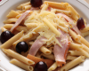 Penne au miel, fruits et jambon de Parme