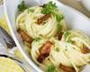 Spaghettis aux lardons, herbes et parmesan