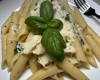 Penne aux 3 fromages et basilic