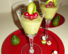 Verre'in mousse d'avocat,famboises ,café au groseille