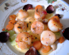 Coquilles Saint-Jacques aux crevettess et aux raisins