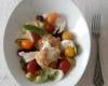 Salade mozza chaude, carottes, betteraves, courgettes