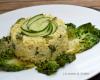 Risotto aux courgettes et au curry, sucrines braisées au balsamique