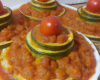 Puits de courgettes à la compotée de tomates