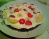 Fondant au chocolat recouvert de chantilly + fruits