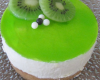 Mousse au lait d'amande et glaçage kiwi sur sablé Breton