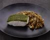 Cabillaud Skrei de Norvège en croûte d'herbes, risotto d'épeautre et girolles