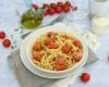 Linguine aux tomates cerises confites, origan et pecorino