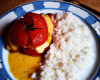 Tomates et pomme de terre farcie et son riz à la crème de citron