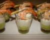 Verrines avocat, crabe, crevettes et pamplemousse