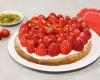 Tarte aux fraises et pistaches sur sablé breton