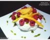 Pavlova mangue, framboises et huile de basilic !