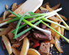 Wok au bœuf caramélisé et poireaux