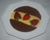 Duo de chocolat sur sa mousseline de fraises