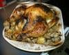 Poulet farci aux poires sur lit de marrons