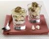 Verrine saumon-ciboulette, taboulé de chou-fleur et tomates confites, croustillant de blé noir