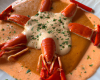 Ravioles de langoustines et leur crème crustacés au paprika fumé