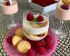 Verrine litchi, framboise et biscuits roses de Reims