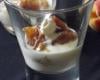 Verrine croustillante pommes,abricot sauce mascarpone au litchi