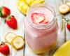 Smoothie fraise, banane, pointe de vanille