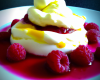 Crème de mascarpone au citron et coulis de framboises