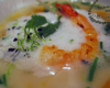 Soupe de courge et gambas à l'émulsion de coco