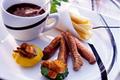 Aiguillettes de canard, frites de panais et pâtissons farcis