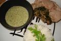 Roulé d'agneau fourré aux blettes et sa crème d'ail verte