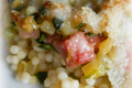 Gratin de perles à la courgette et au jambon
