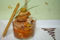 Verrine de rognons de coq et rôti de veau au madère, crackers feuilleté