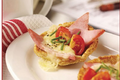 Croustades de fromage, jambon et tomate