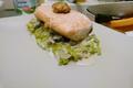 Saumon sur son lit fondant de poireaux