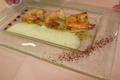 Gambas marinées, julienne de légumes acidulés et écume d'orange