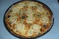Tarte légère aux courgettes, jambon et chèvre gratiné