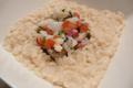 Ceviche de mérou et cabillaud à l'orange et aux piments sur risotto au romarin