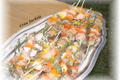 Brochettes dinde et cervelas aux petits légumes