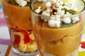 Verrine de poulet entre parmentier français et dinde épicée mexicaine