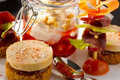 Verrines émulsion Foie Gras magret fraises, tapas de Foie Gras, tatins de Foie Gras aux fruits frais