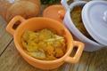 Cassolette de courgettes jaunes en copeaux