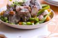 Joue de porc à la crème d'ail et au poiré