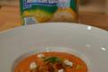 Gaspacho de tomates, chèvres et petits croûtons au basilic