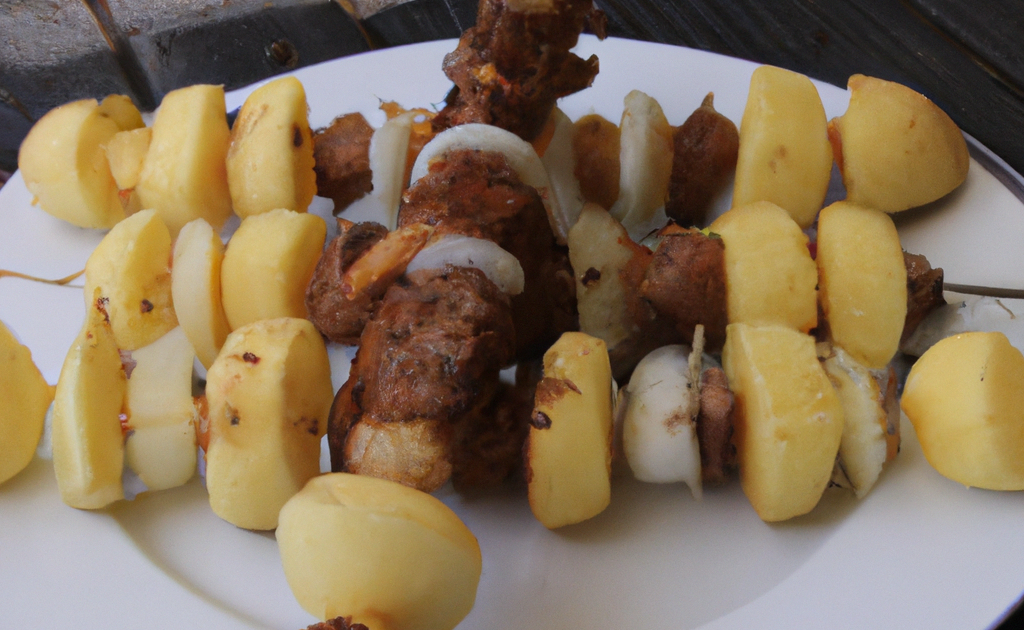 Brochette de pommes de terre avec marinade à l'ail